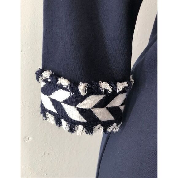 Crown & Ivy Size S Elbow Sleeve Shift Dress Navy Blue White Coastal Casual NWT - Picture 7 of 16